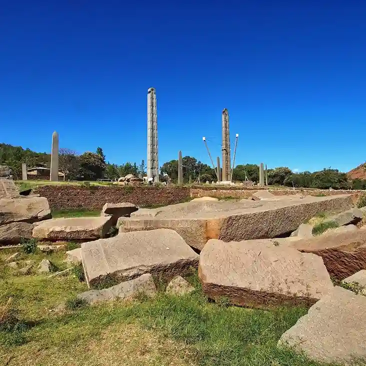 Northern Stelae Park towering obelisks in Axum, Ethiopia