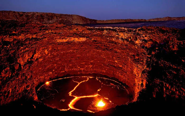 Erta Ale active shield volcano and lava lake in the Afar region, Ethiopia
