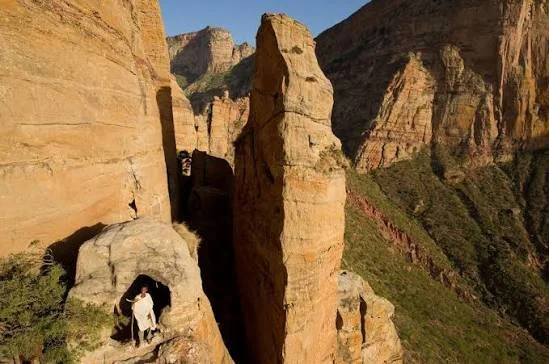 Abuna Yemata Guh sky-high cliffside church in Gheralta, Tigray Ethiopia