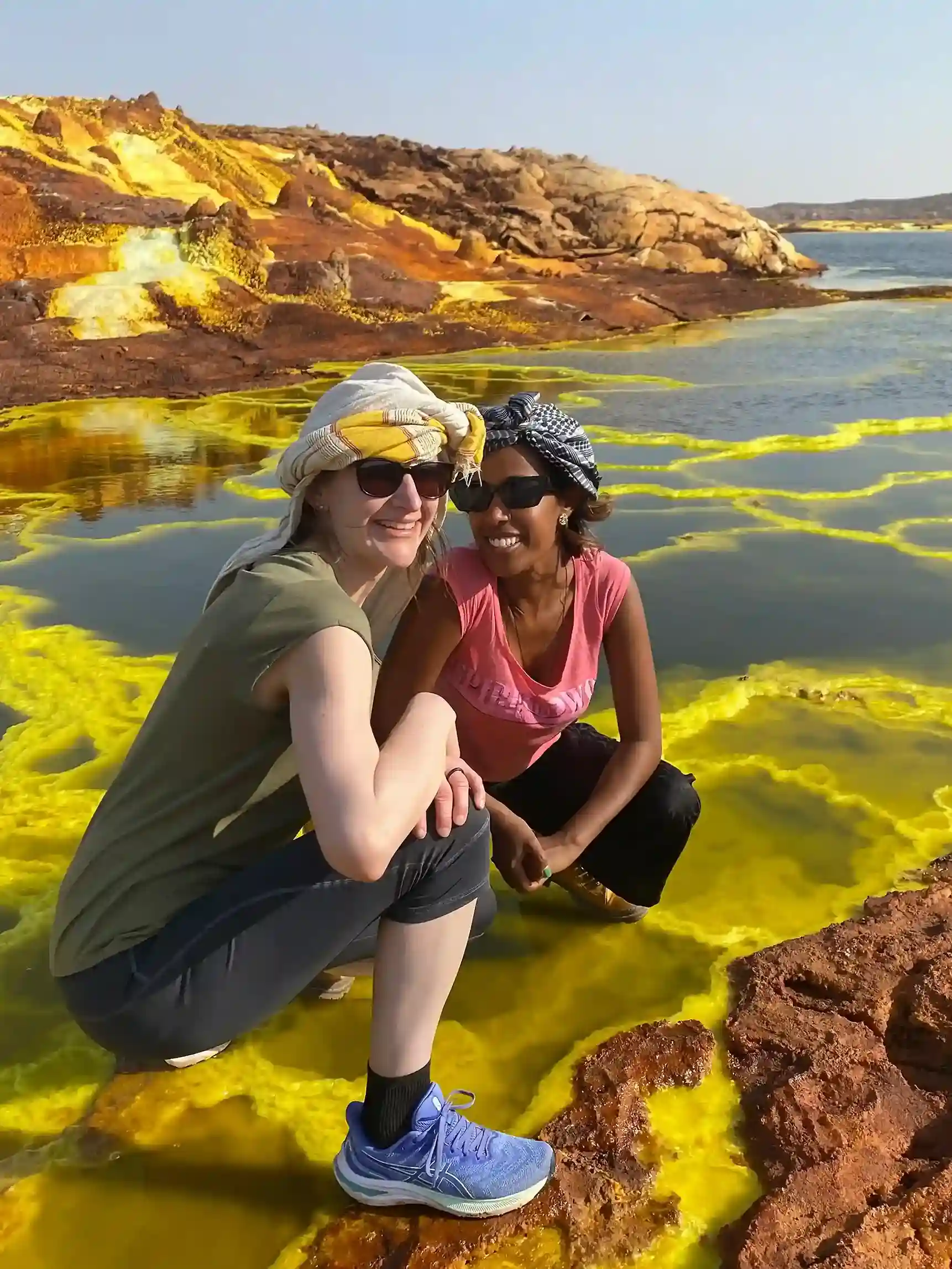 Nigisti Solomon at the colorful Dallol sulfur springs in the Danakil Depression, Ethiopia